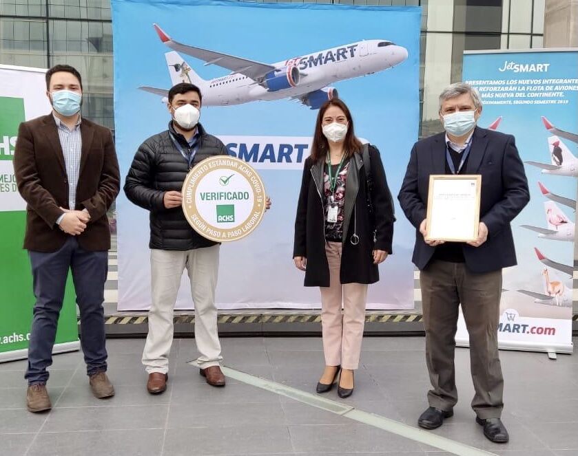 JetSMART recibe Sello COVID-19 ACHS por su compromiso con la salud de los trabajadores y pasajeros